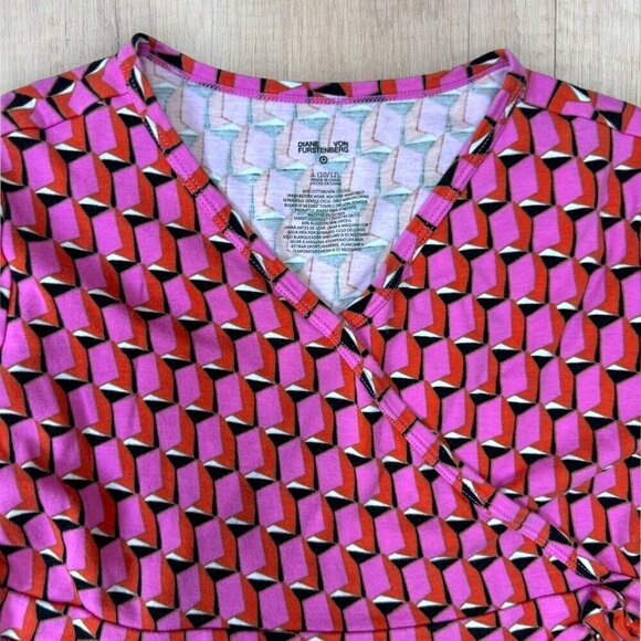 Diane Von Furstenburg X Target Pink Orange Black Geometric Knit Dress Girl 10/12 - Picture 2 of 2